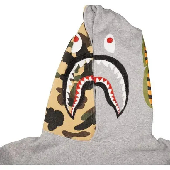 BAPE Shark Full Zip Hoodie Gray Camo Tiger WGM A Bathing Ape Japan Men’s S
